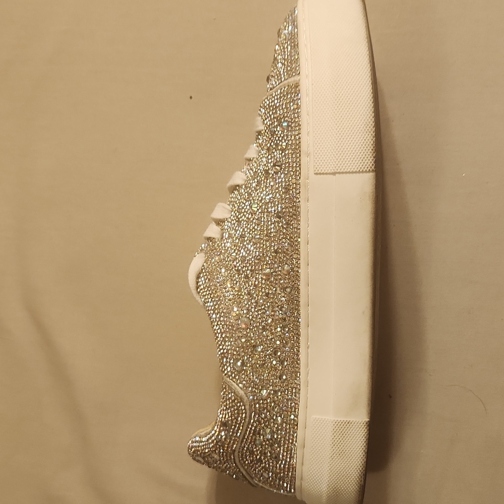 Embellished Silver and White Betsey Johnson Elevated Sneakers